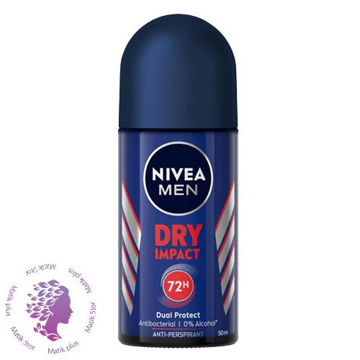 رول ضد تعريق 72 ساعته مردانه نيوآ مدل Dry Impact حجم 50 ميل ا Nivea Dry Impact 72h For Men Roll-On Deodorant 50ml