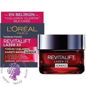 کرم روز ضد چروک لورال رویتالیفت لیزر حجم 50 میل ا Loreal Paris Revitalift Laser X3 Anti Wrinkle Day Cream 50ml