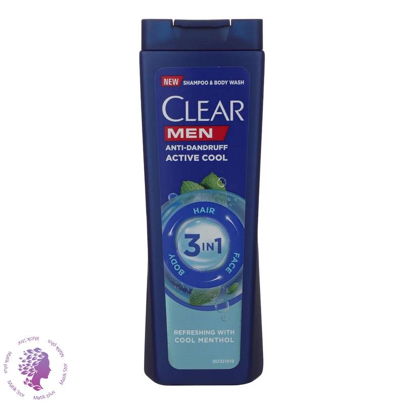 شامپو ضد شوره، خنک کننده فعال 3x1 مناسب آقایان 400 میلی لیتر کلییر ا Clear Men 3in1 Active Cool 400ml