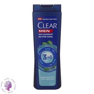 شامپو ضد شوره، خنک کننده فعال 3x1 مناسب آقایان 400 میلی لیتر کلییر ا Clear Men 3in1 Active Cool 400ml