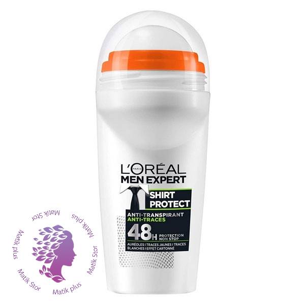 مام رول ضد تعریق مردانه 48 ساعته لورال مدلL’Oréal Men Expert Shirt Protect حجم 50 میل