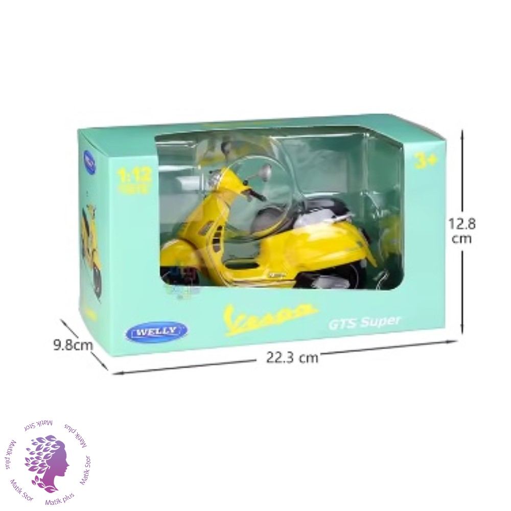 ماکت فلزی موتور وسپا سوپر GTS ویلی بزرگ 1/12 تک جعبه Welly 1:12 VESPA SUPER GTS 2020 Motorcycle Model Diecast Metal