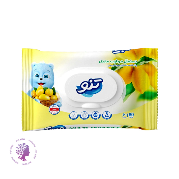 دستمال مرطوب تنو مدل Lemon بسته 60 عددی	