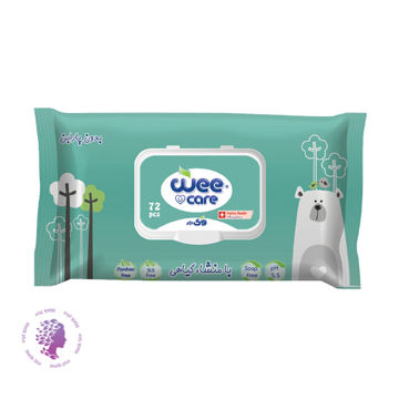 دستمال مرطوب کودک وی کر مدل عصاره آلوئه ورا و روغن زیتون بسته 72 عددی	