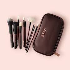 ست براش 9 تکه کیف دار رنگ قهوه ای سوخته