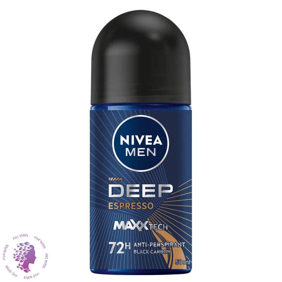 مام رول دئودورانت مردانه نیوا دیپ (نارنجی) بلک کاربن اسپرسو حجم 50 میل ا Nivea Men Deep black carbon espresso Roll On Deodurant 50ml