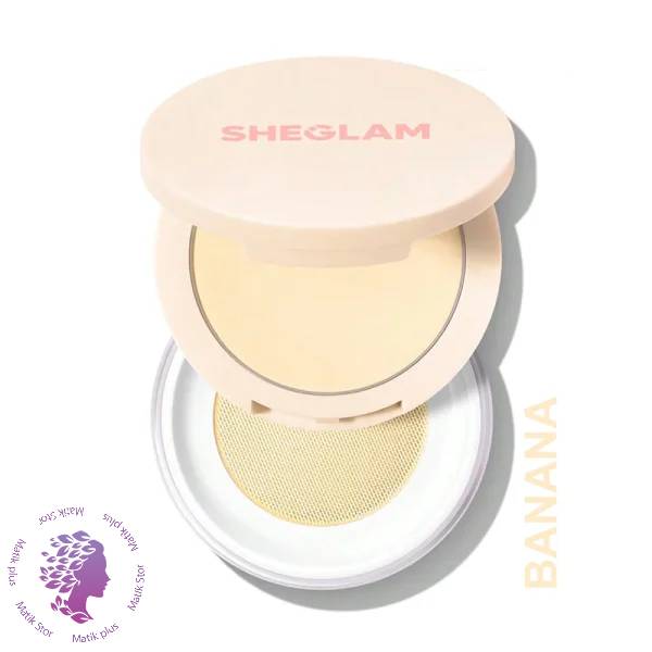 پودر فیکس دو منظوره شیگلم INSTA READY ULTRA-FINE رنگ BANANA SHEGLAM INSTA READY ULTRA -FINE BLUR & LIFT SETTING POWDER DUO BANANA